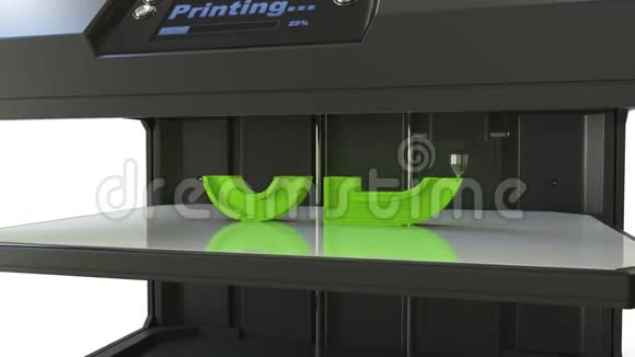 用3D打印机打印绿色体积字母延时动画视频的预览图