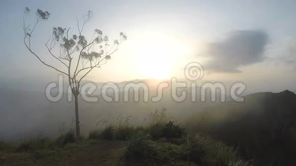 神奇的太阳在斯里兰卡埃拉峰升起视频的预览图