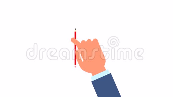 用铅笔在白色背景上书写用铅笔在色键上的手商人手拿铅笔视频的预览图