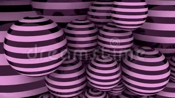 粉红色和黑色条纹球环运动背景视频的预览图