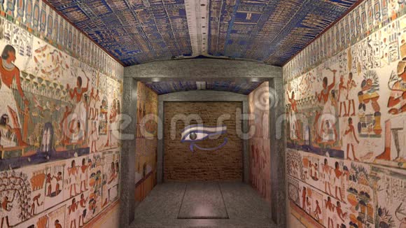 古埃及墓的三维动画楼梯尽头的绿网视频的预览图