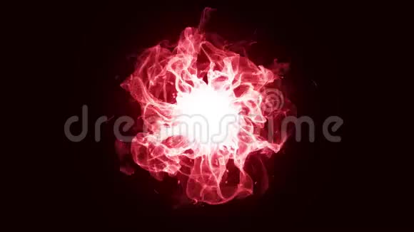 纯能量的来源在黑暗的背景下崩溃红色和明亮的波能粒子在视频的预览图