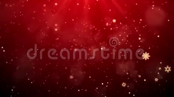 红色圣诞雪花闪闪发光的背景疯狂视频的预览图