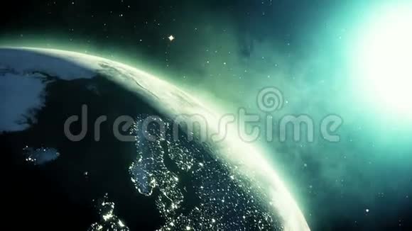 从航空航天角度看地球上的日出视频的预览图
