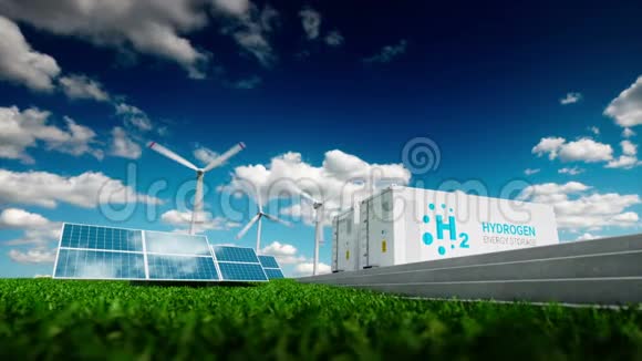 生态能源解决方案动力到气体的概念可再生能源的氢能储存光伏和风能视频的预览图