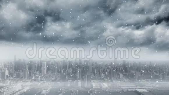 降雪和城市景观视频的预览图
