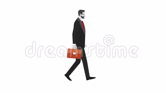 一个穿西装带公文包的会走路的商人选项白色背景和绿色动画视频的预览图