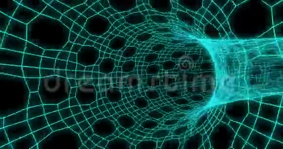 3d渲染抽象无缝背景循环动画霓虹灯隧道视频的预览图