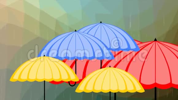 雨中多角背景下的彩伞飞行天气预报介绍视频的预览图
