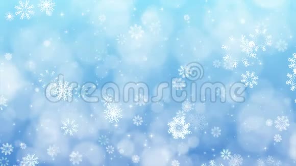 带雪花和火花的蓝色圣诞背景视频的预览图