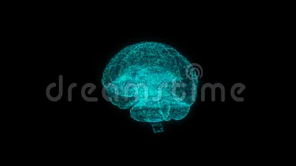 旋转人脑全息图蓝色抽象未来科学技术运动背景视频的预览图