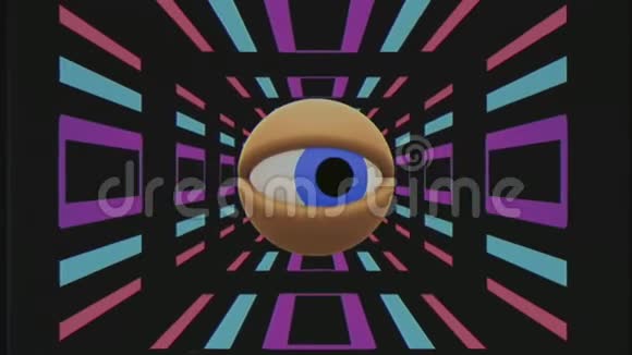 复古VHS电视眼在隧道环视无缝环背景介绍动画新质量通用复古动态视频的预览图