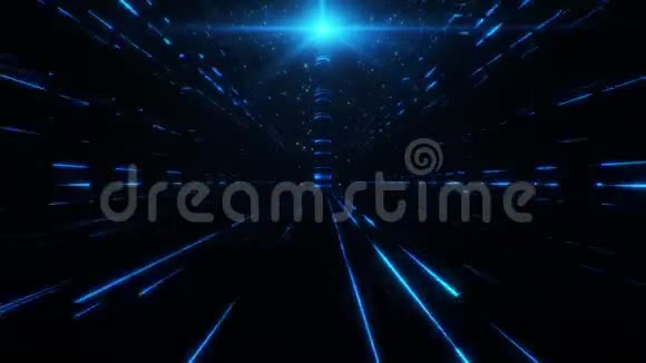 巴别塔隧道三维蓝色科幻塔VJ环背景视频的预览图