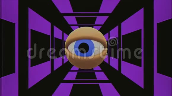 复古VHS电视眼在隧道环视无缝环背景介绍动画新质量通用复古动态视频的预览图