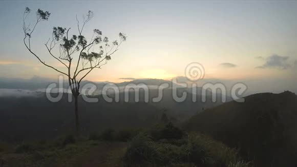 神奇的太阳在斯里兰卡埃拉峰升起视频的预览图