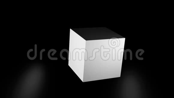 抽象3D单色立方体旋转用白光隔离在黑色背景上无缝循环几何图形黑色视频的预览图