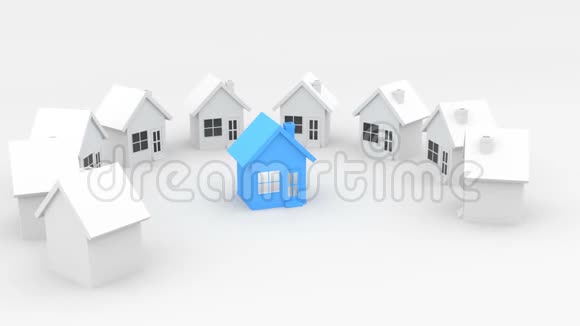 白色的纸房子矗立在蓝色的房子周围视频的预览图