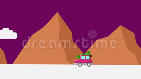 卡车动画带来圣诞树圣诞节视频的预览图
