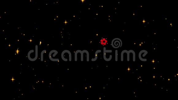金色的中国新年背景红色金色和黑色老鼠烟花闪烁的星星3D渲染循环4k视频的预览图