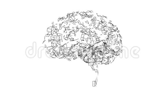 数字线条创造了人类的大脑形状视频的预览图