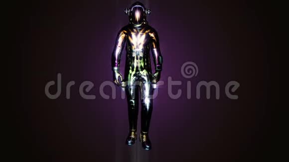科幻宇航员穿着不寻常的服装循环动画视频的预览图