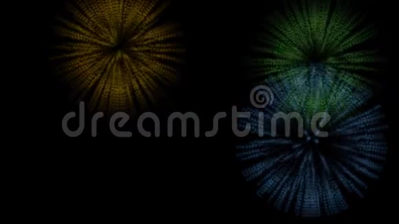 黑色背景上的五彩烟火动画迪斯科夜总会装饰娱乐欢快的颜色视频的预览图
