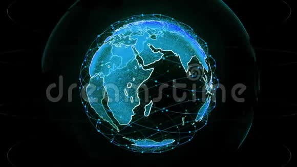 数字地球数据地球抽象三维渲染卫星网络世界各地科学技术星链视频的预览图