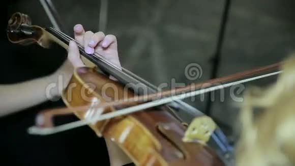 音乐家拉小提琴的特写视频的预览图