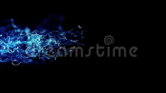 蓝色能量光弦或波背景在黑色可用于未来的现代数据信息流动技术视频的预览图