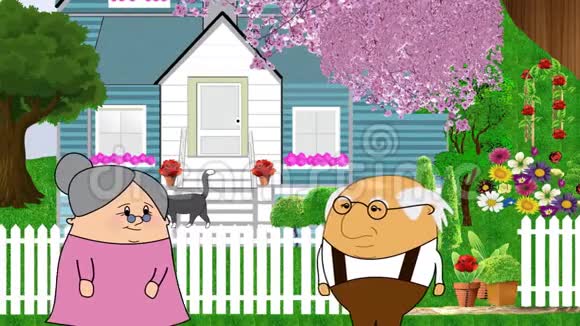 卡通家庭老年人之家视频的预览图