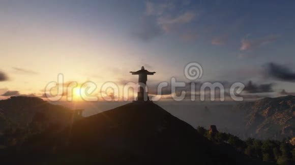 基督复活者在日落里约热内卢股票片段视频的预览图