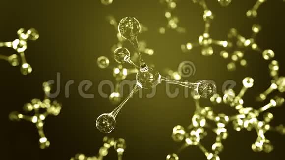 黄色玻璃分子模型可循环运动背景视频的预览图