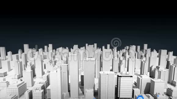 前进各种传感器图标在智能城市连接互联网的技术白色版本视频的预览图
