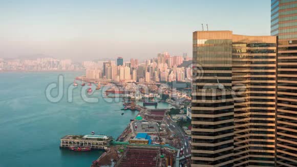 香港湾夕阳红天台侧面全景4k时光流逝中国视频的预览图