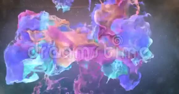 运动背景VJ循环粉红橙紫青色粒子4k视频的预览图