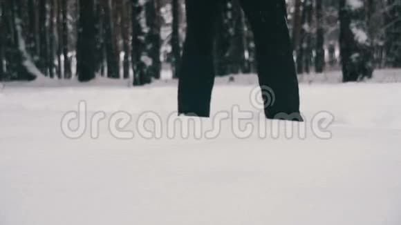 人类先潜入深雪在冬林中尽情享受慢动作视频的预览图