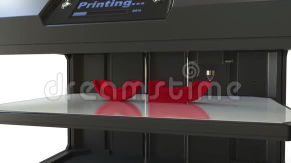 3D打印机打印红色字母延时动画视频的预览图