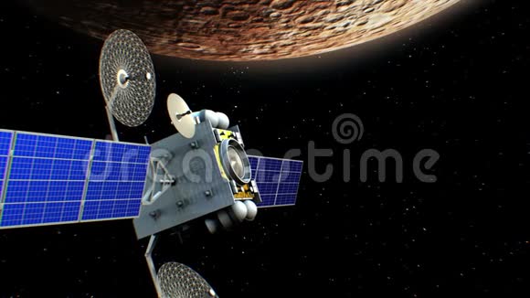 水星轨道上的虚构人造卫星三维动画地球的纹理是在图形编辑器中创建的视频的预览图