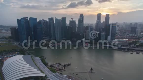 新加坡天际线城市景观日落时间点视频的预览图