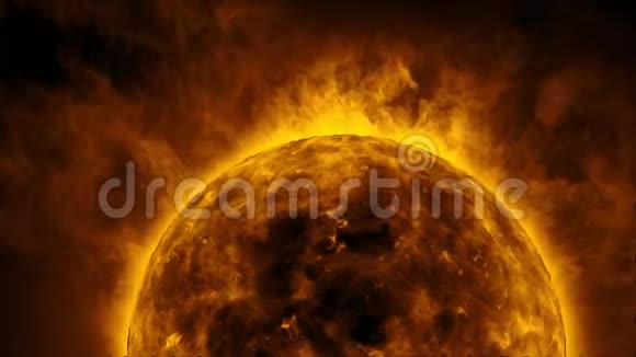 橙色太阳表面有热太阳波和火焰视频的预览图