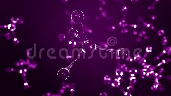 紫色玻璃分子模型循环三维动画视频的预览图