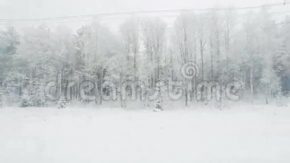 从火车窗口观看冬季景观视频的预览图