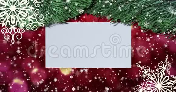 圣诞节无缝可循环背景与杉枝雪花顶部视图与字母和复制空间视频的预览图