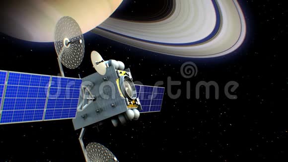 土星轨道上的虚构人造卫星三维动画地球的纹理是在图形编辑器中创建的视频的预览图