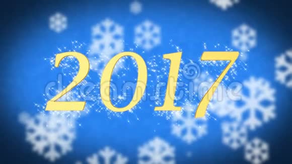 2017年创意新年贺词蓝雪背景屏保视频的预览图
