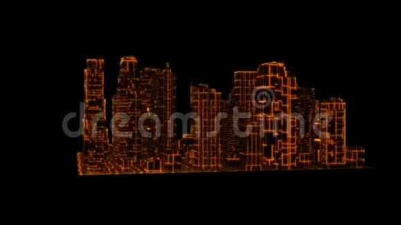 3D金电子全息城市循环运动图形元素视频的预览图