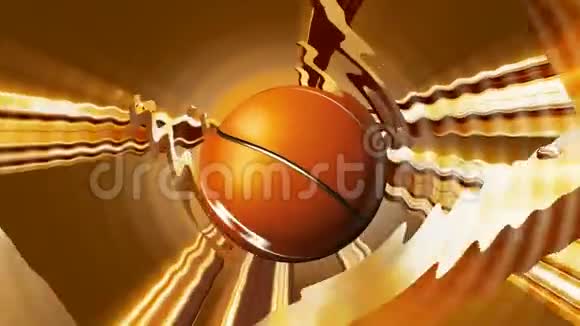 中间有旋转篮球的抽象青铜背景视频的预览图