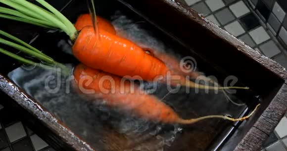 新鲜的胡萝卜厨房的水槽胡萝卜维生素人类重要的蔬菜视频的预览图