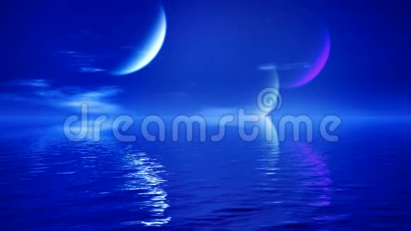 月亮过水的场景很蓝视频的预览图