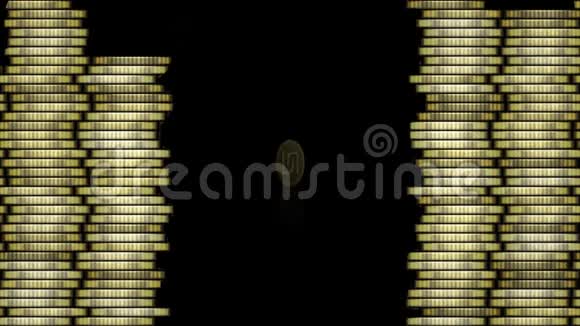 货币动画以色列谢克尔符号硬币出现镜像和消失金币专栏视频上视频的预览图